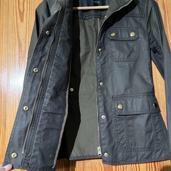 NEW J. Crew BLACK LABEL Downtown Field Utility Jacket Wax Coated Army Green - Picture 9 of 16
